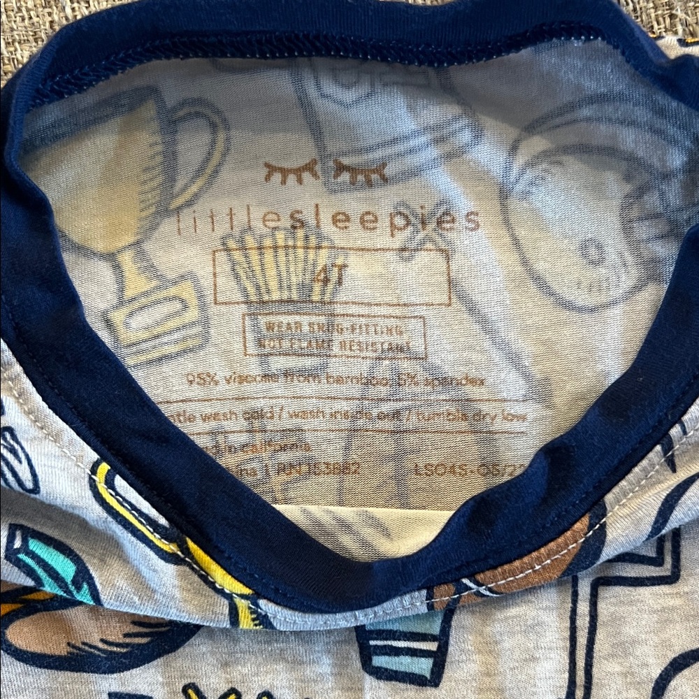 Little Sleepies Blue and Gray Sports Pajama Set - Picture 2 of 4